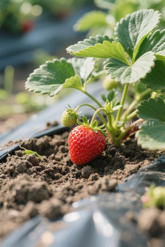 草莓植株种植场景