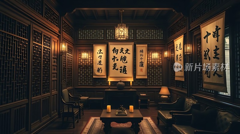古风雅室书法墨香古典家具温馨氛围