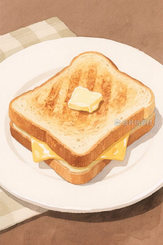 烤面包三明治插画