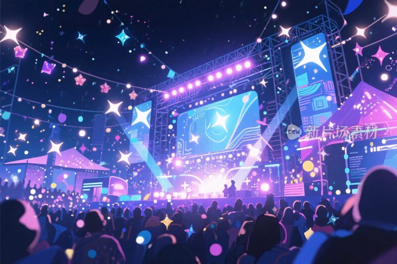 音乐会舞台灯光插画