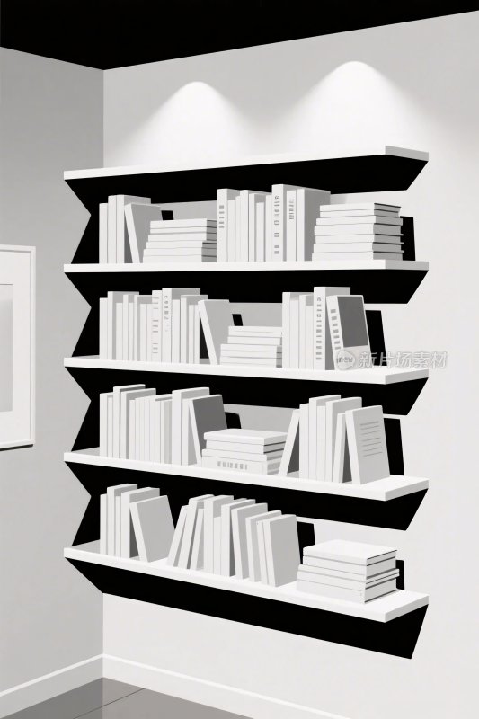 室内书架插画