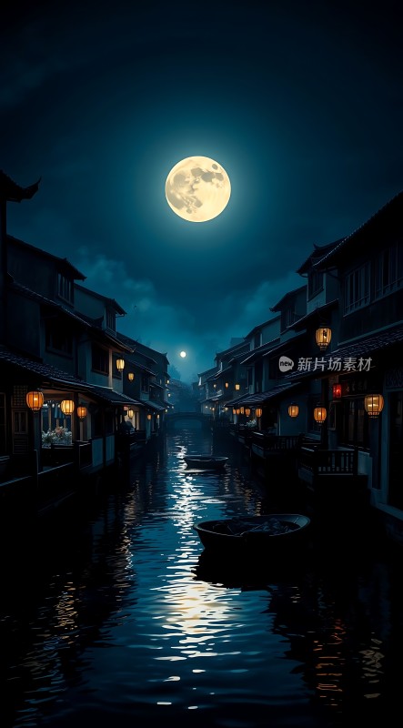 月下古巷水乡情