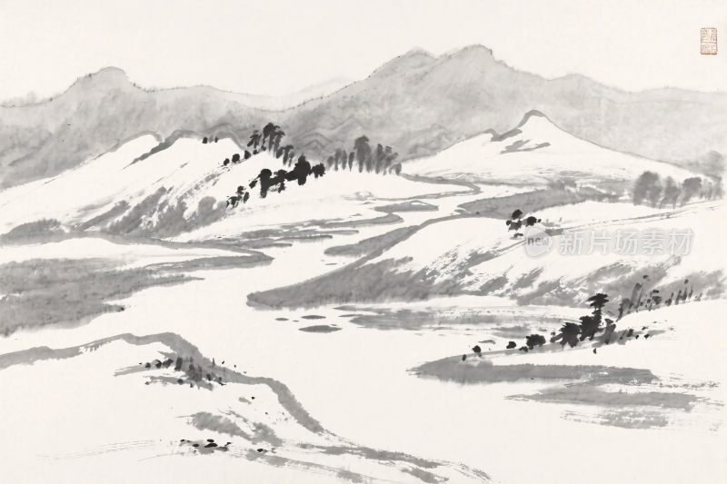 水墨山水国画风景