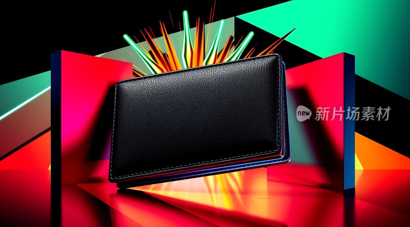 新片场素材 黑色皮质钱包
