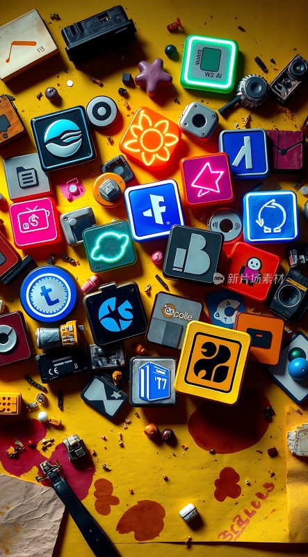 多彩图标创意拼贴