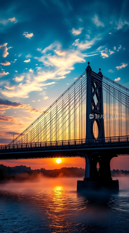 日落下的跨江大桥