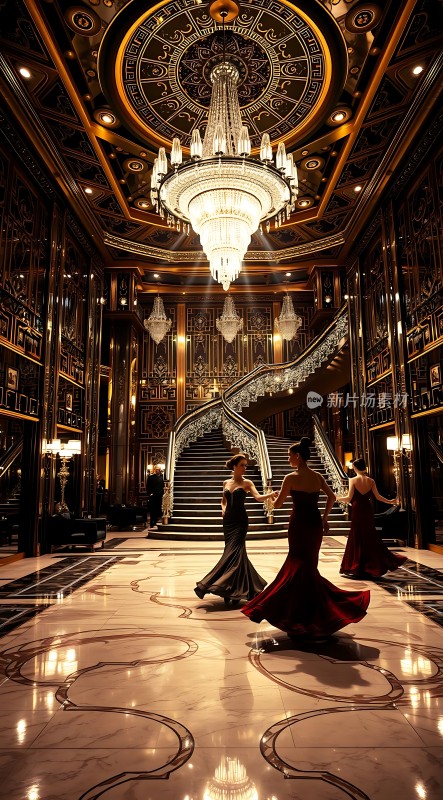 华丽大厅里的优雅舞者
