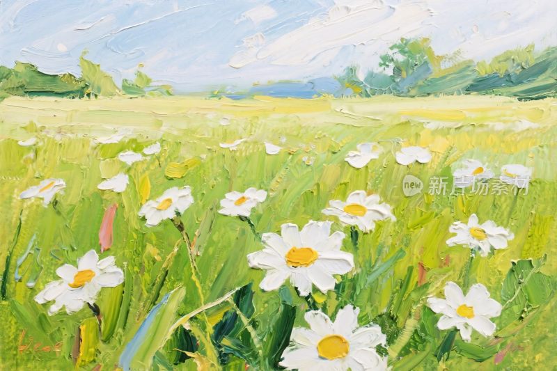 草地雏菊风景画