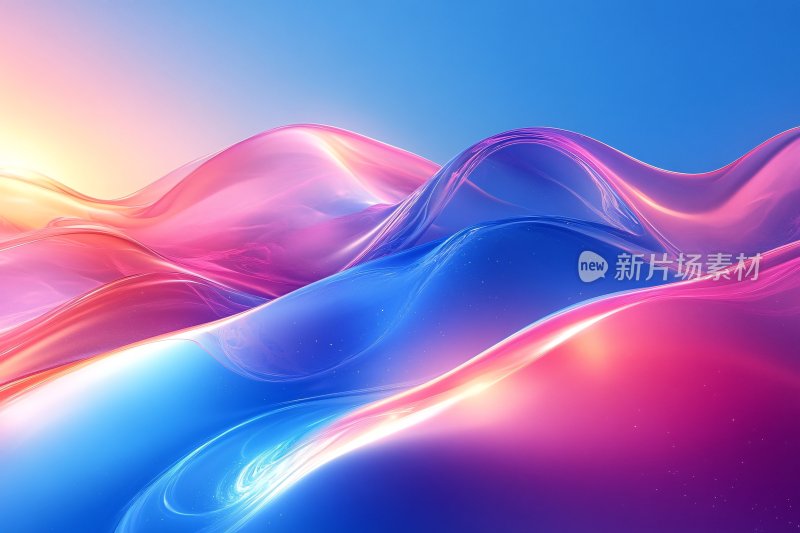 梦幻渐变色彩波浪背景图