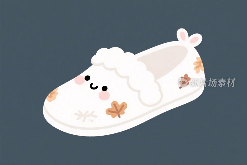 卡通毛绒拖鞋插画