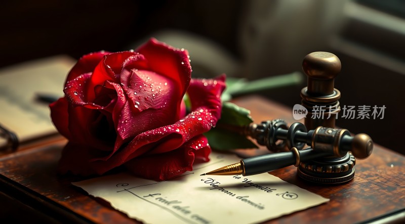 玫瑰与信件浪漫与优雅的结合