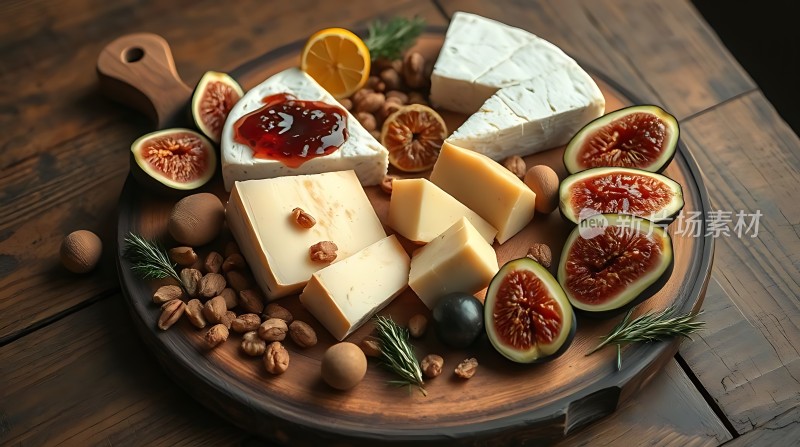 奶酪拼盘鲜果坚果搭配美味佳肴