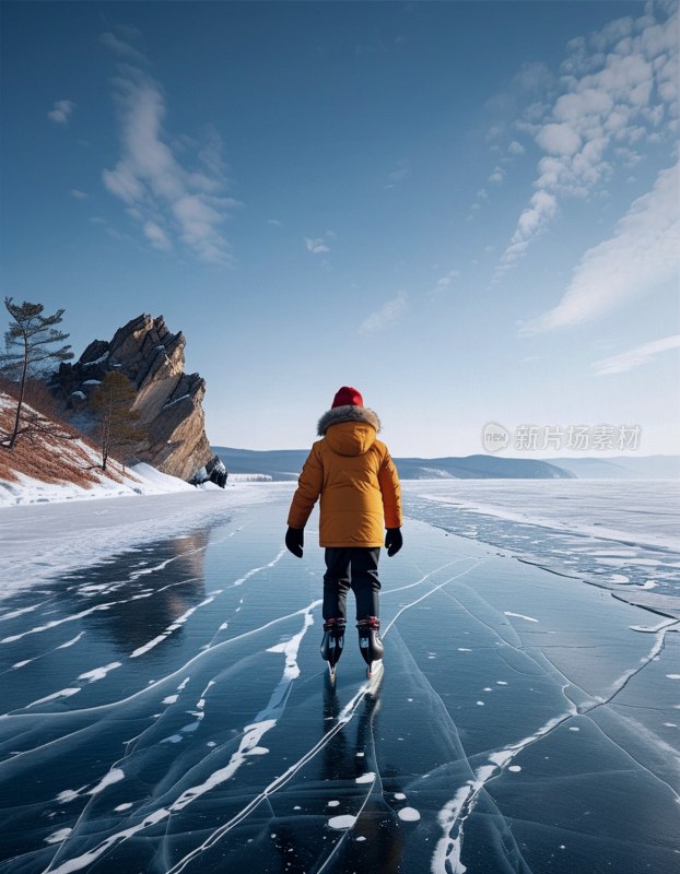 贝加尔湖冰上滑冰
