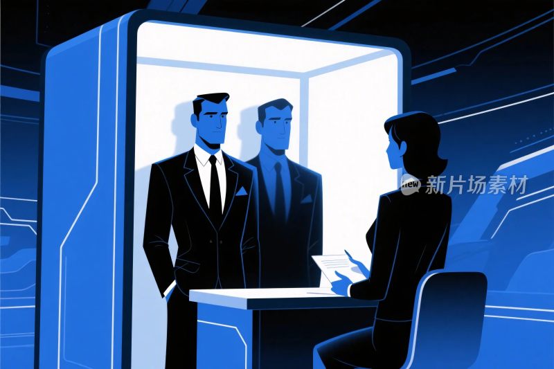 未来办公室对话场景插画