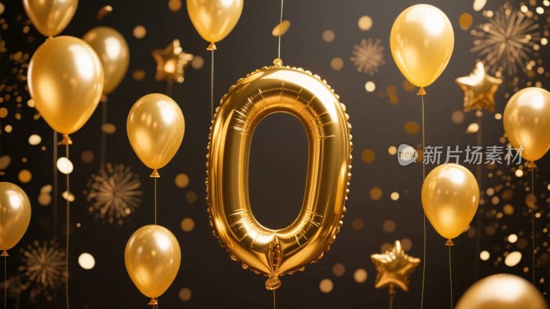 金色数字气球装饰插画