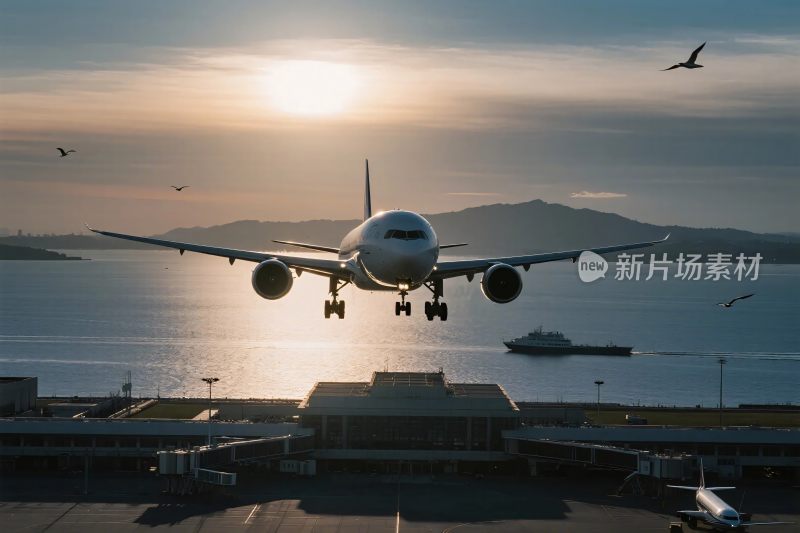机场飞机降落场景