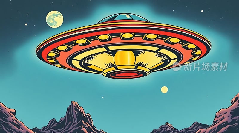外星飞碟夜空飞行
