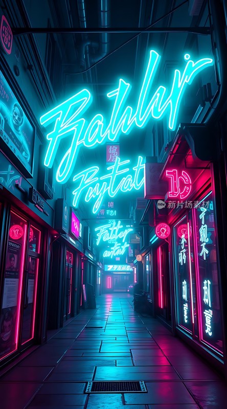 霓虹灯下的繁华街道