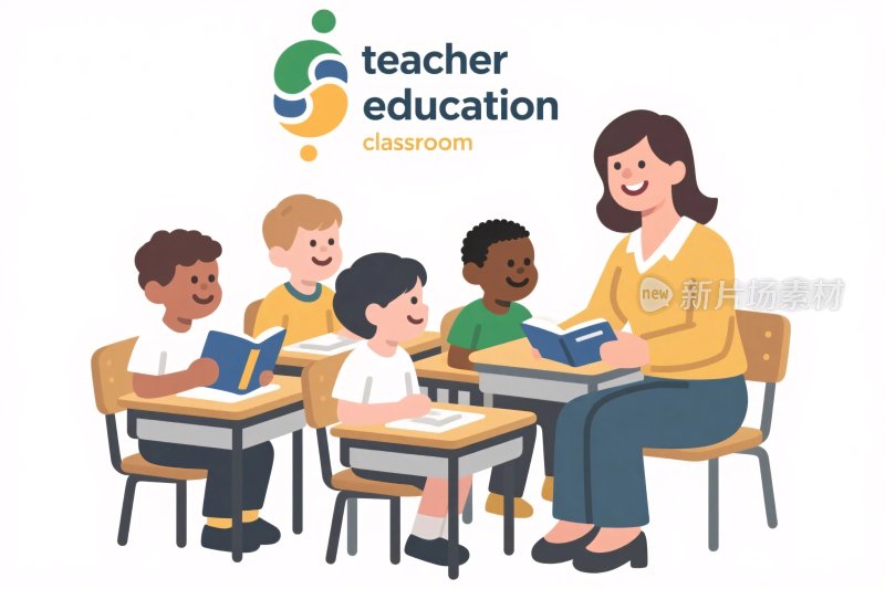 教师教育课堂插画