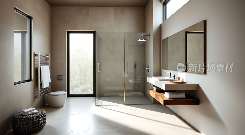 现代浴室设计简约风格自然光线充足