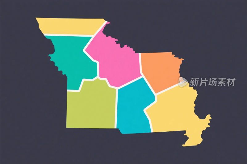 彩色分区州地图插画