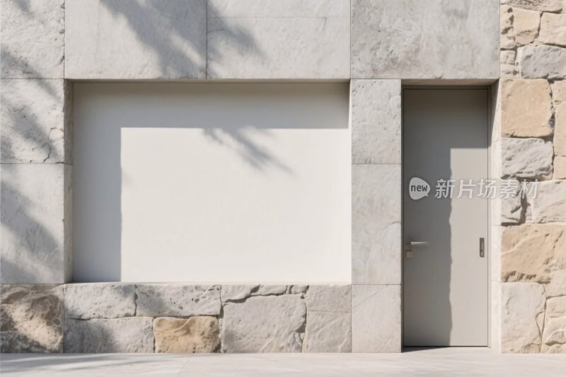 现代建筑石材墙面门窗