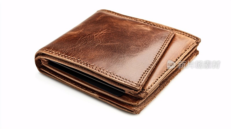 棕色皮质钱包特写