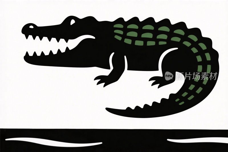鳄鱼卡通插画图形