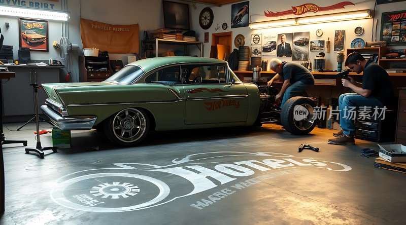 车库里的经典汽车修复现场