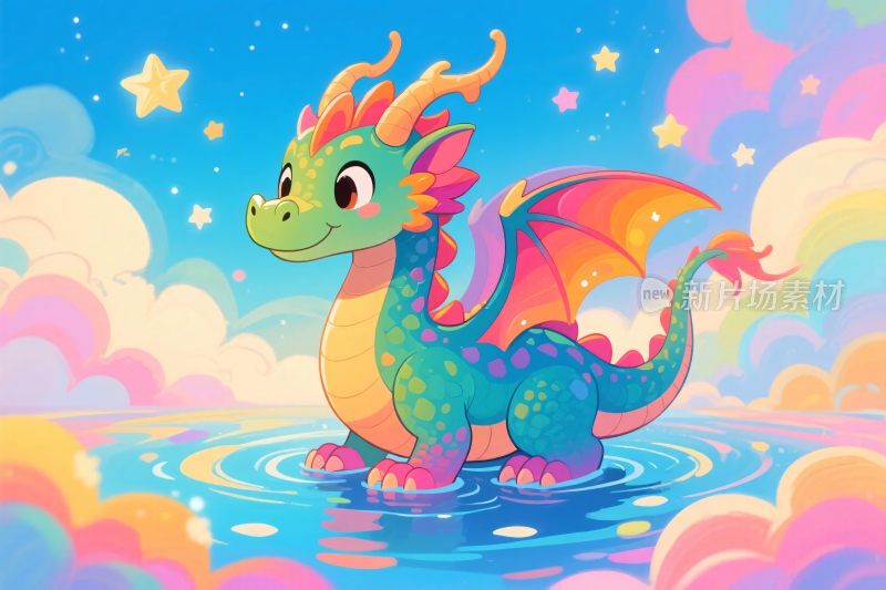 彩色卡通童话小龙