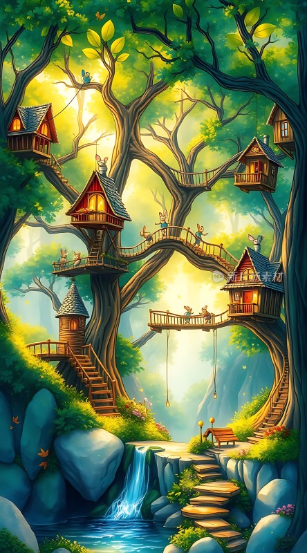 树屋秘境精灵与自然的和谐家园