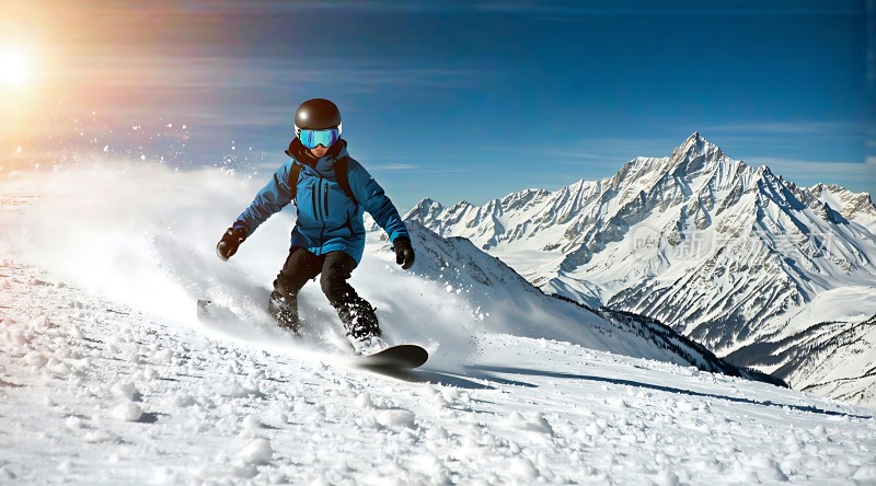 雪地滑板者挑战高峰