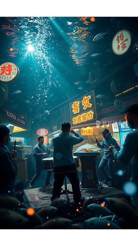 水下街景乐队演奏