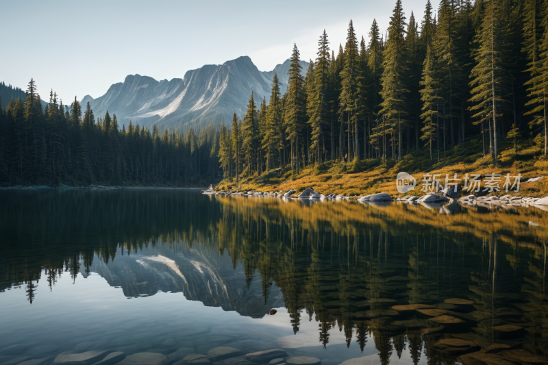 一座山一个湖高清风景图片