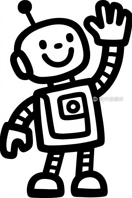 卡通机器人简笔画