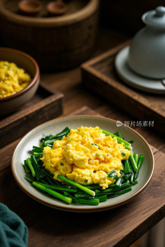 韭菜炒蛋中国传统经典美食中式家常美味食物