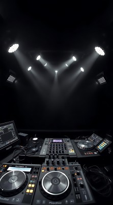 舞台灯光下的DJ设备 舞台灯光下的DJ设备