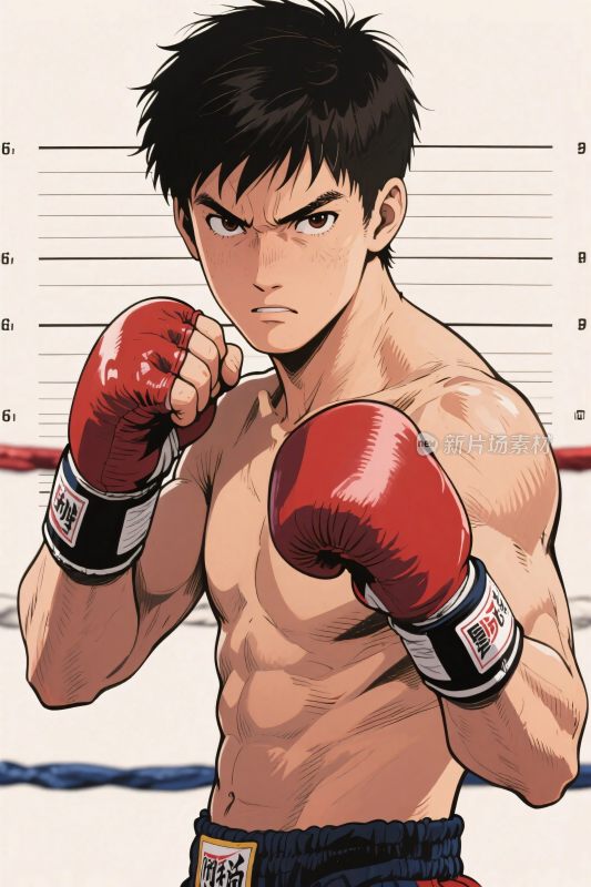 拳击动漫斗士插画
