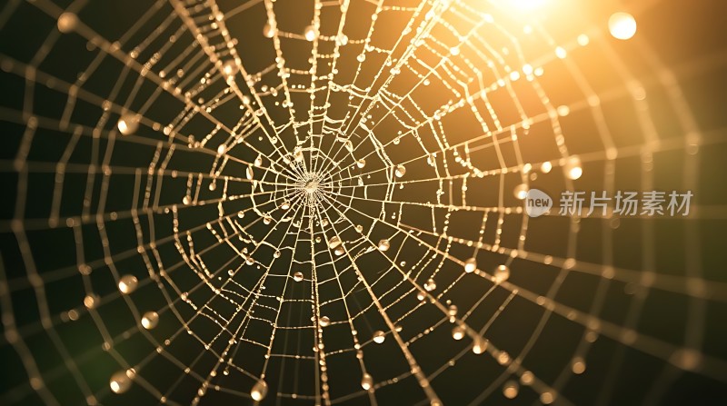 阳光下的晶莹蛛网