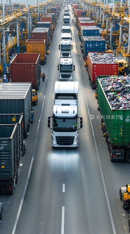 集装箱运输繁忙的物流中心