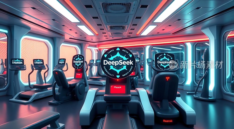 未来健身房科技感十足的运动空间