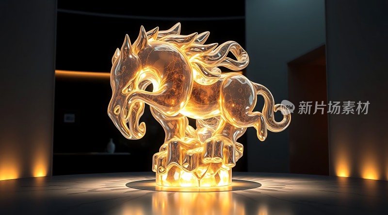 玻璃马雕塑光芒四射展现独特魅力