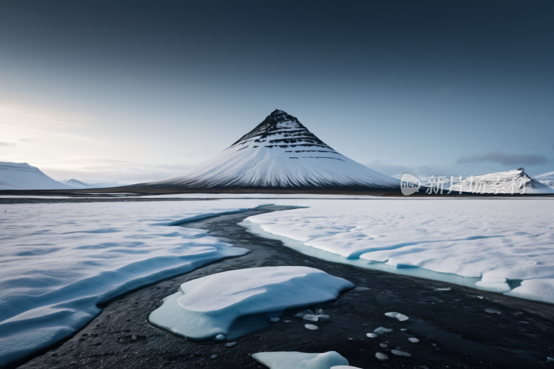 山上冰雪覆盖水流汹涌风光风景图片