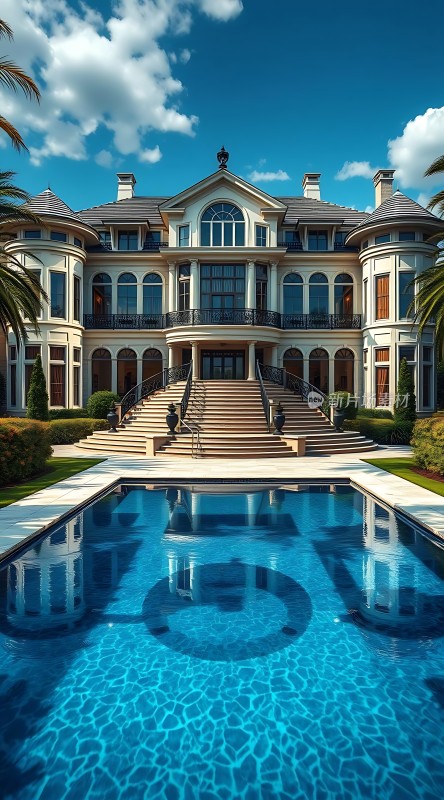 豪华别墅与泳池美景