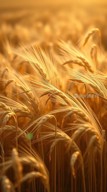 金色麦浪阳光下的丰收景象