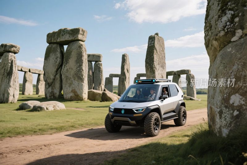 石阵前的越野车