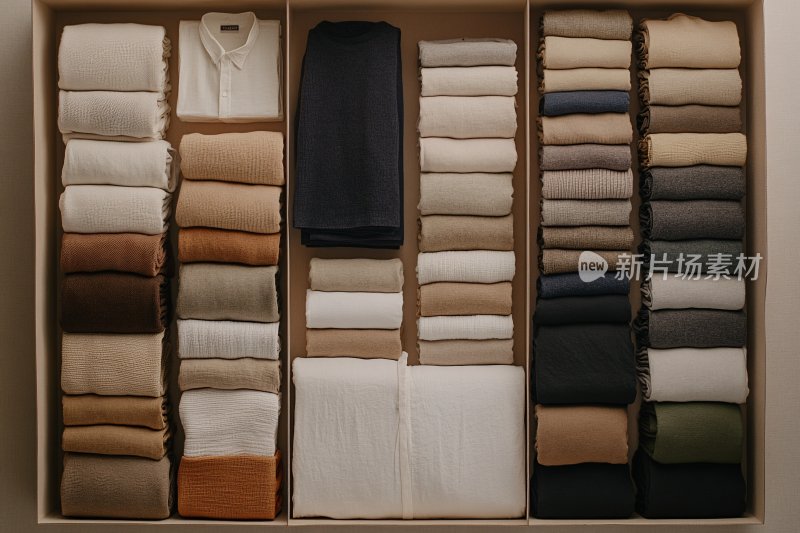 整齐收纳的衣物抽屉
