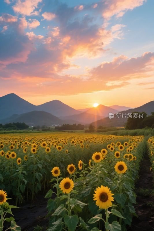 田园向日葵日落风景