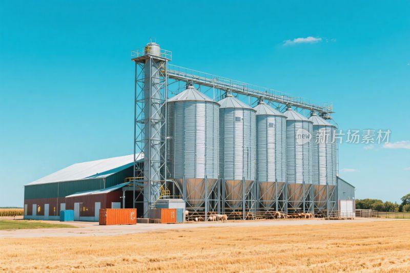 农场粮仓农田场景