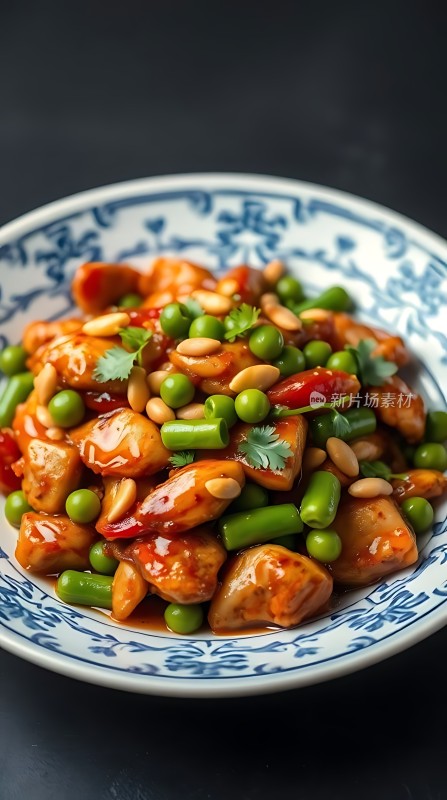 香辣鸡丁豌豆松子仁